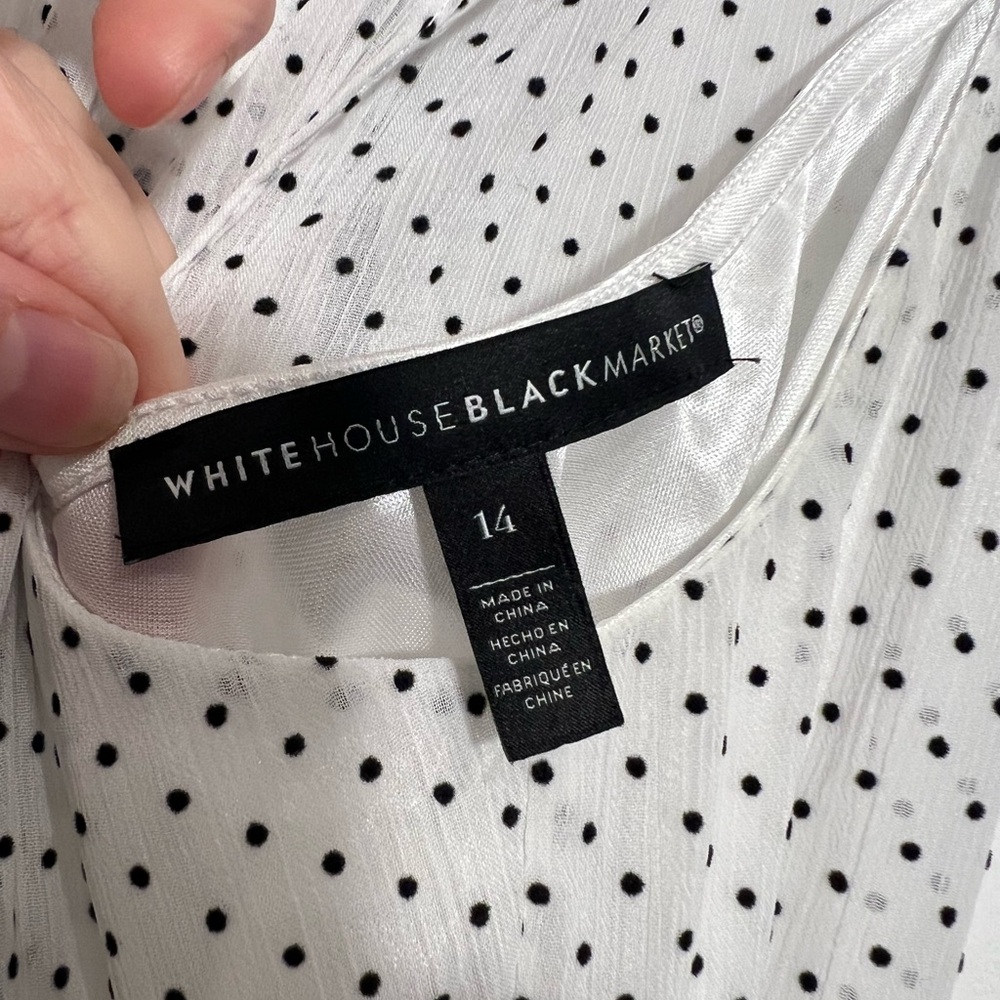 White House Black Market flock dot ruffle dress NWOT - Picture 6 of 7